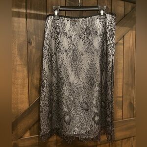 Ann Taylor Black and Silver Lace A-Line Skirt EUC. Perfect for holidays.